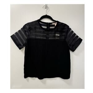 Forever 21 NWT XS Boxy Fit Short Sleeve Illusion Top Black